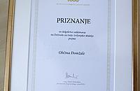 Občina Domžale je na 17. Festivalu za tretje življenjsko obdobje danes prejela posebno priznanje 5